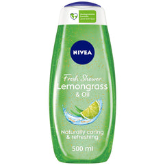NIVEA Shower Gel Body Wash, Lemongrass & Oil Caring Oil Pearls Lemongrass Scent, 500ml