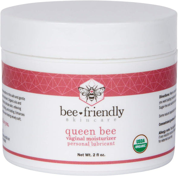 Organic Vaginal Moisturizer & Personal Lubricant By BeeFriendly, USDA Certified, Natural Vulva Cream For Dryness, Itching, Irritation, Redness, Chafing Of Vagina Due To Menopause & Thinning 2 oz