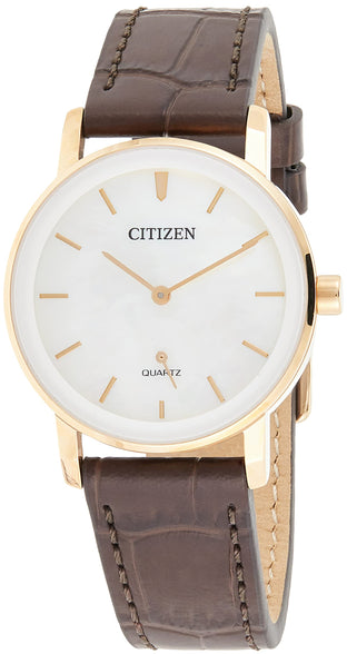 Citizen Women's Quartz Watch, Analog Display And Leather Strap - Eq9063-04D