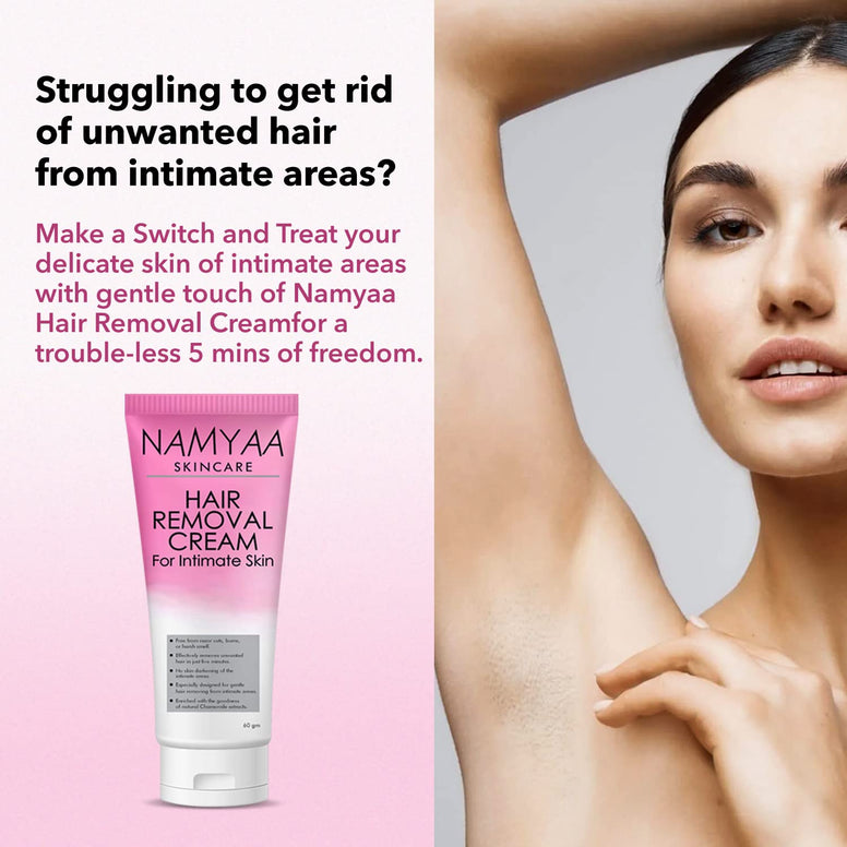 Namyaa Hair Removing Cream for Intimate Skin with After Wax Soothing Serum Vitamin C