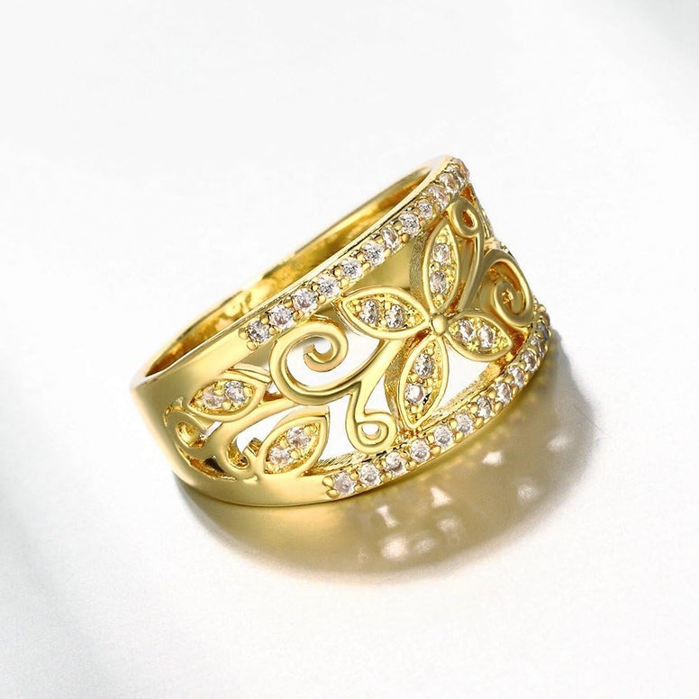 YELLOW CHIMES Flower Band Golden Ring for Women and Girls