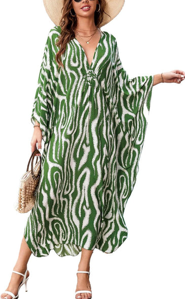 YouKD Summer Roomy Kaftan Dress Bohemian Beach Bikini Cover Ups Plus Size Robe for Women