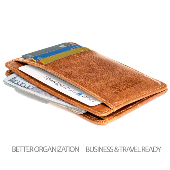 Otto Angelino Men's OTTO87 Accessory-Travel Wallet, Brown, One Size