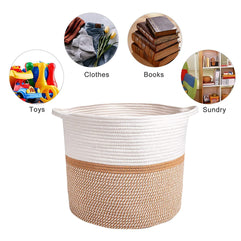 Loloty 30cm * 30cm Laundry Baskets, Woven Storage Basket with Handles, Decorative Basket for Living room, Toys Bin, Pillows, Blankets, Clothes