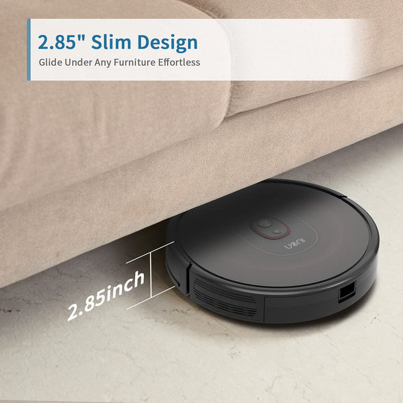 Uoni S1 Robot Vacuum Cleaner, Works with Alexa, Quiet, Super-Thin, 2000Pa Strong Suction, Wi-Fi Connected, Self Charging Robotic Vacuum Cleaner, Ideal for Pet Hair, Hard Floors and Carpets(Black)