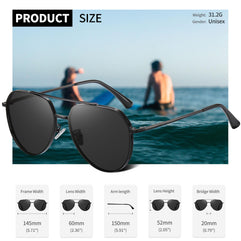 Joopin Sunglasses for Men, Polarized Classic Pilot Sun Glasses Metal Frame Nylon Lenses UV400 Protection