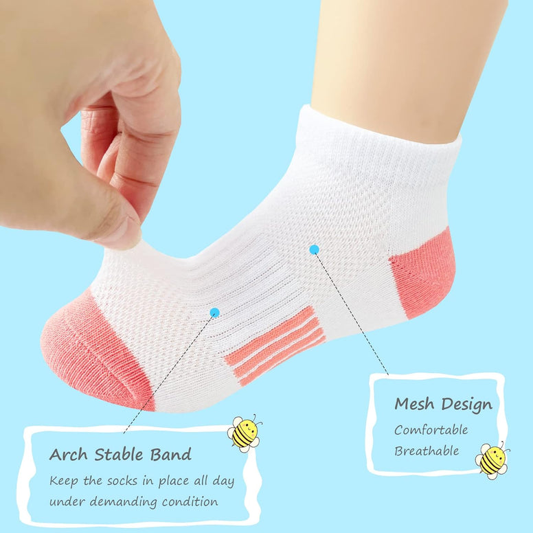 Bemeol Girls Socks 12 Pairs Ankle Athletic Socks Cotton Sports Socks For Little Big Kids