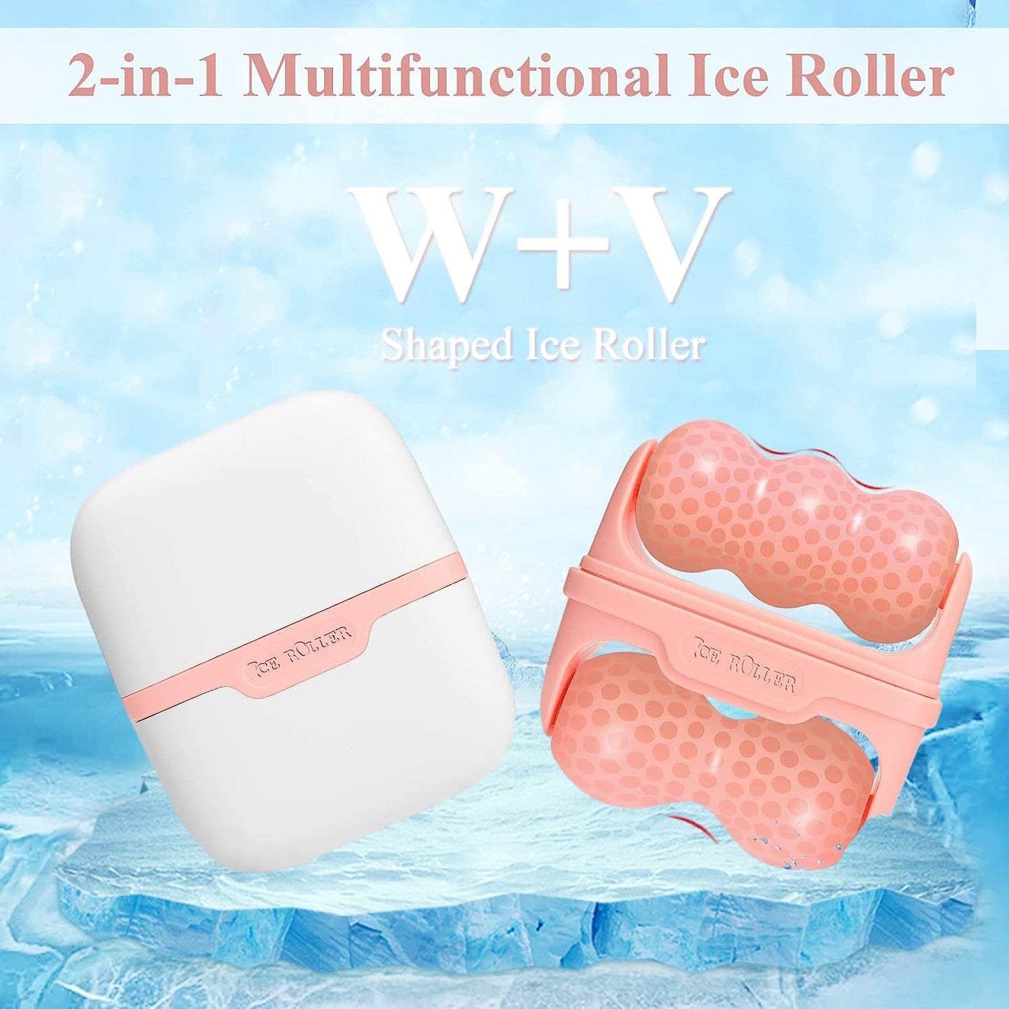 Ice Roller for Face, Ice Face Roller Skin Care Tools, 2 in 1 Face Massager Eye Roller for Puffy Eyes Migraine Relief, Reduce Wrinkles, Relieve Muscle Soreness, Relieve Sunburn and Redness