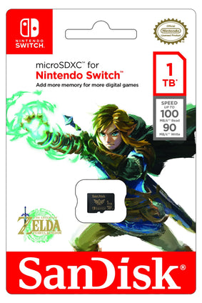 SanDisk 1TB Nintendo MicroSDXC UHS-I card for Nintendo Switch, Zelda Edition, Up to 100MB/s read; up to 90MB/s write - SDSQXAO-1T00-GN6ZN