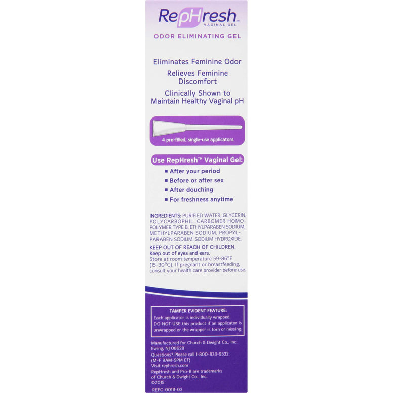 RepHresh Vaginal Gel, 0.07 Oz, 4 Count