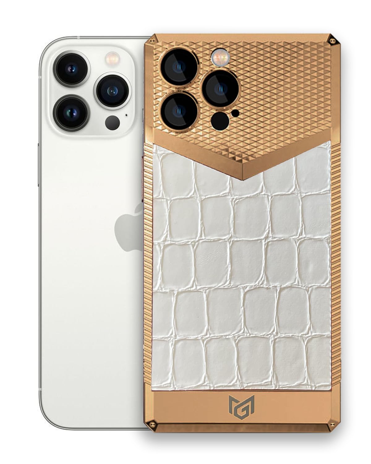 Silver & Rose Gold Collection Luxury Iphone 14 pro Max cover (Rose Gold/white)