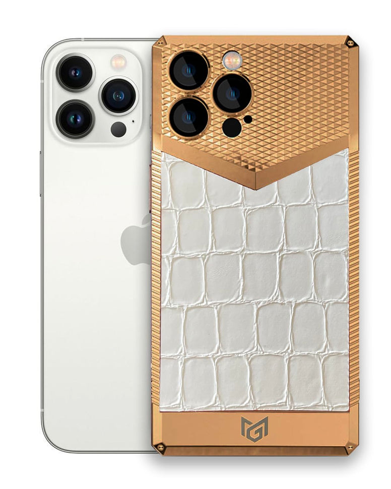 Silver & Rose Gold Collection Luxury Iphone 14 pro Max cover (Rose Gold/white)