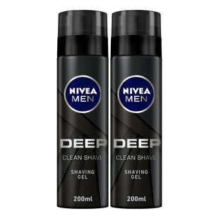 NIVEA MEN Shaving Gel, DEEP Clean Shave Antibacterial Black Carbon, 2x200ml
