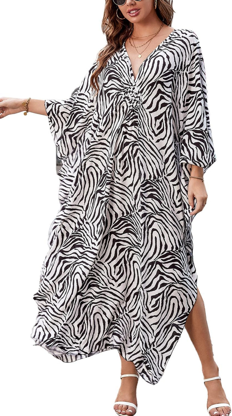 YouKD Summer Roomy Kaftan Dress Bohemian Beach Bikini Cover Ups Plus Size Robe for Women