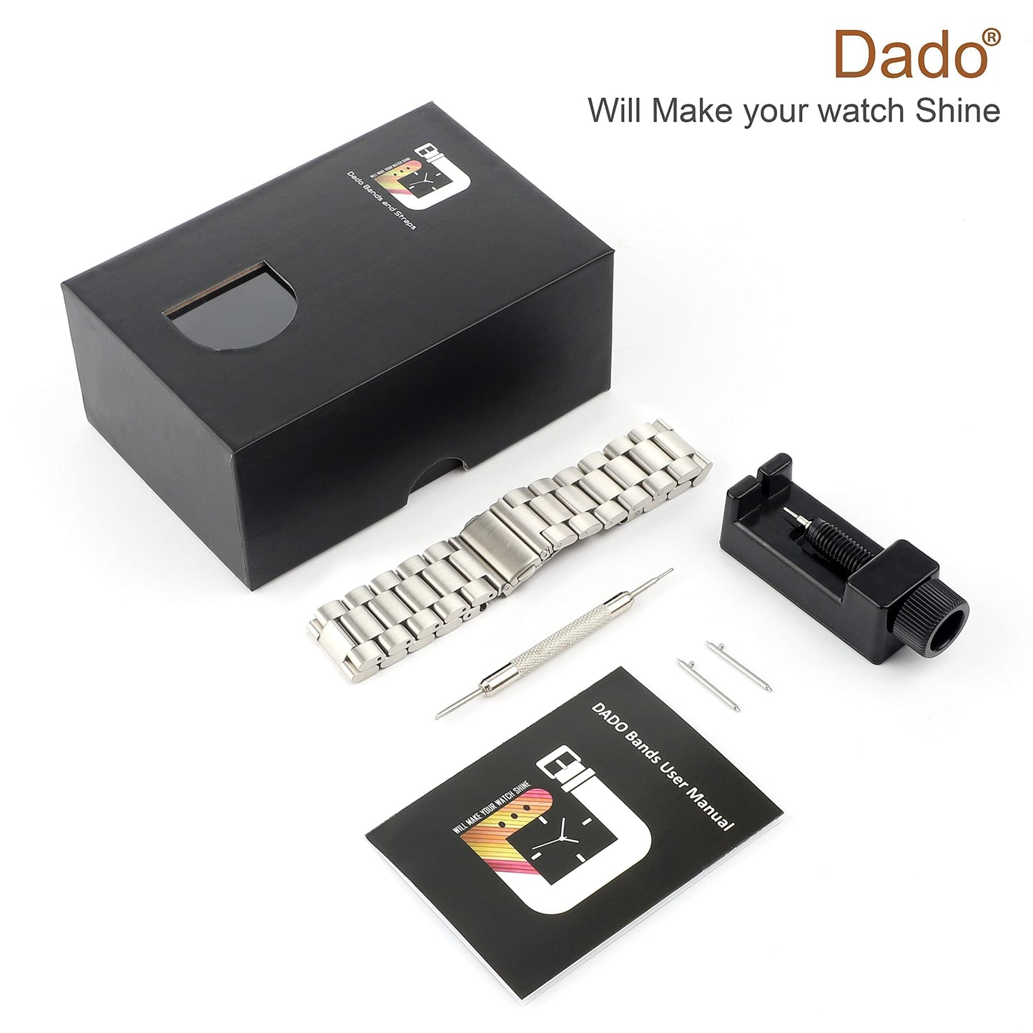 Dado Stainless Steel Replacement Band Compatible with Samsung Galaxy Watch 6 Classic 47mm | Watch 5 Pro 45mm | 4 Classic 46mm, NO Gap/Zero Gap Stainless Steel Quick Release Watch Band