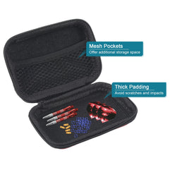 PATIKIL Dart Case, Multi-Functional EVA Darts Carrying Storage with Mesh Pockets for Darts, Tips, Flights, Accessories, Red