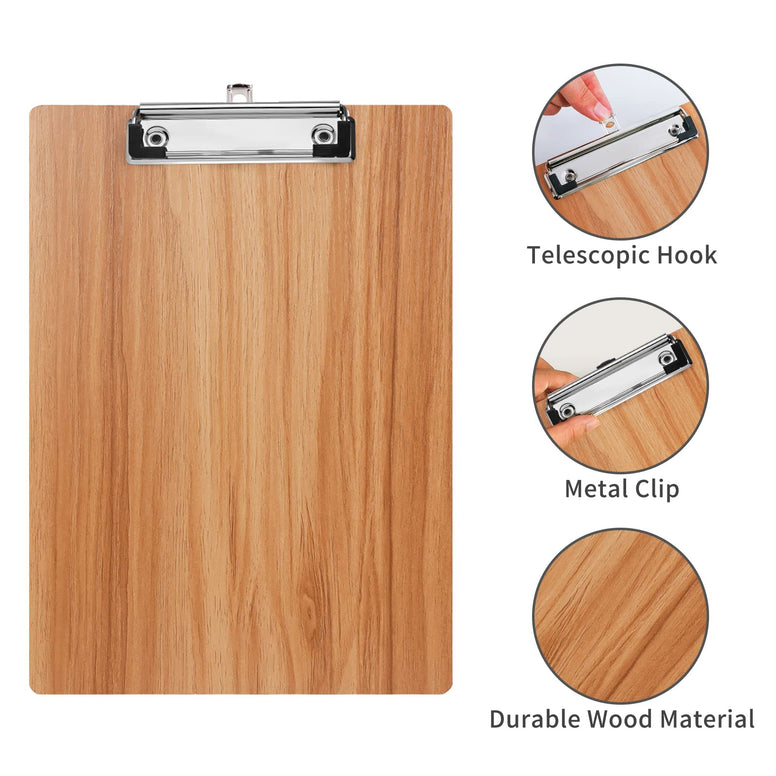 A4 Clipboard,5 Pack Clipboard Holders with Low Profile Clip and Hanging Hole,A4 Wooden Clipboard Hardboard Clipboard Clip Board