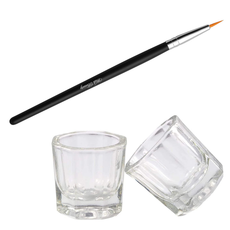 Glamified Dappen Dish Bowl Set of 2 Cup and Eyebrow Tint Brush, Acrylic Nail Art Equipment Mini Bowl Cups