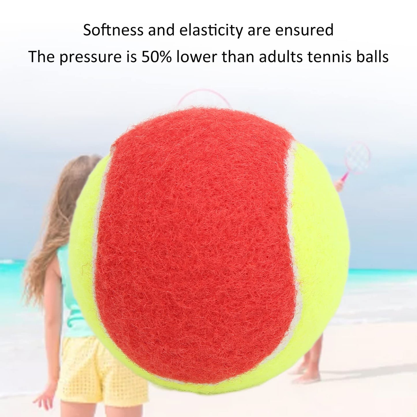 Kids Training Tennis Balls, 6Pcs Soft Elastic Waterproof Youth Tennis Ball, Premium Plush Rubber Pressureless Training Exercise Tennis Balls for Beginners and Kids