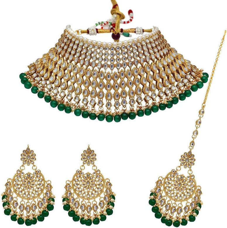 Shining Diva Fashion Latest Stylish Kundan Choker Wedding Party Traditional Bridal Necklace Jewellery Set for Women