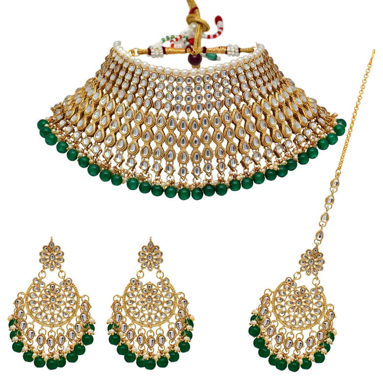 Shining Diva Fashion Latest Stylish Kundan Choker Wedding Party Traditional Bridal Necklace Jewellery Set for Women