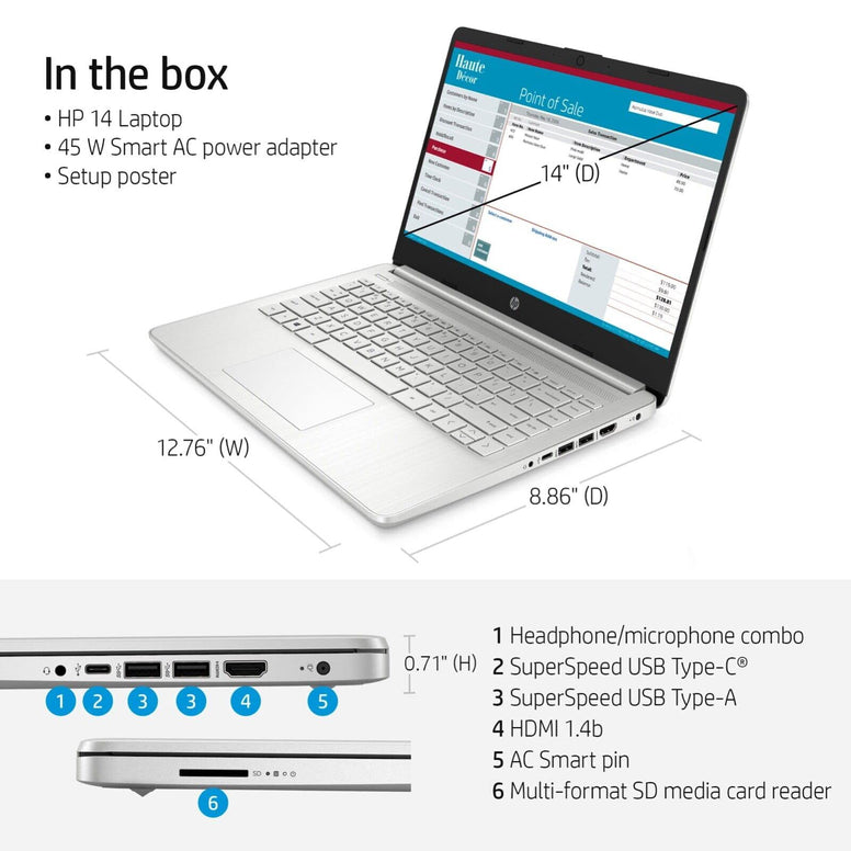 HP 2023 Newest Laptops for College Student & Business, 14" HD Computer, Intel Core i5-1135G7, 32GB RAM, 1TB SSD, Fast Charge, HDMI, Webcam, Bluetooth, Light-Weight, Windows 11, Free HDMI Cable