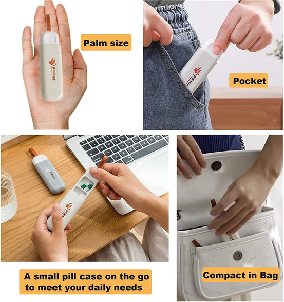 Portable Pill Box 3 Times a Day, Small Keychain Pill Case for Purse Pocket Bag, Compact Daily Pill Organizer for Pills/Vitamin/Supplements (Grey)