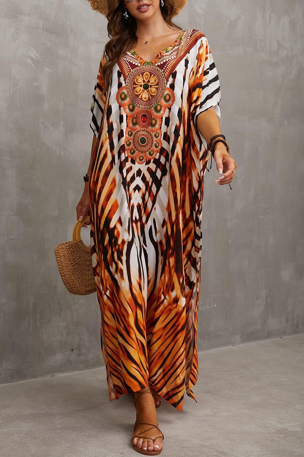 YouKD Wemon's Summer Long Kaftan Bohemian Maxi Kimono Dress Swimsuit Beach Cover Up Robes