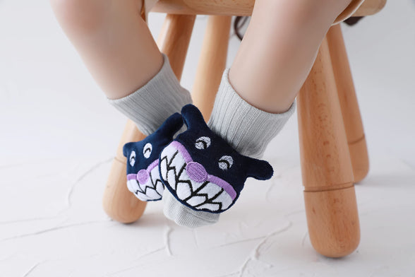 Baby Animal Non-Slip Socks Gift Set,4 Pairs Toddler Infant Newborn Kids Boys Girls Anti Skid 3D Cartoon Socks (0-12 Months)