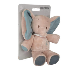 Nattou Mini-Cuddly Toy from Muslin-Cotton and Polyester, Elephant-Axel, With Rattle, Approx. 18 cm, Luna and Axel, Green/Beige