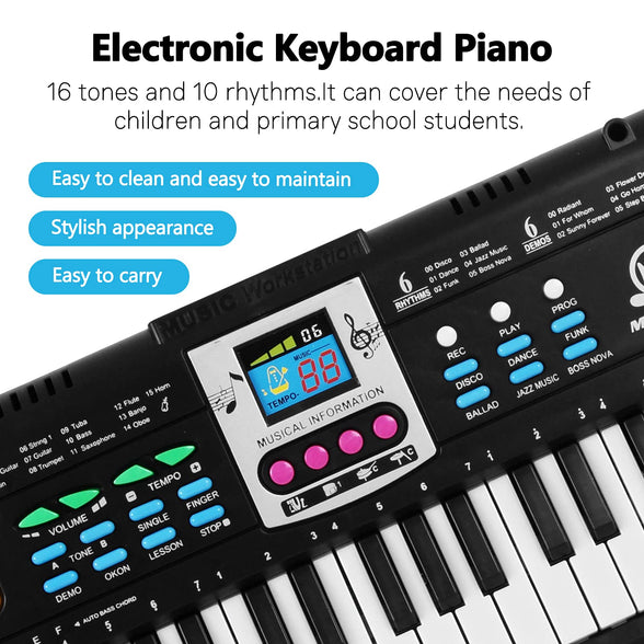 Musical Instrument, 61 Keys Digital Music Electronic Keyboard Kids Multifunctional Electric Piano for Piano Student with Microphone Function Musical Instrument