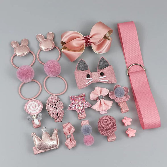 YouBella Hair Jewellery Clip Set for Baby Band for Girls (Pack of 18) (Pink)(YBHAIR_41326)