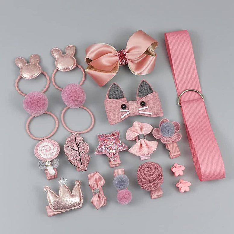 YouBella Hair Jewellery Clip Set for Baby Band for Girls (Pack of 18) (Pink)(YBHAIR_41326)