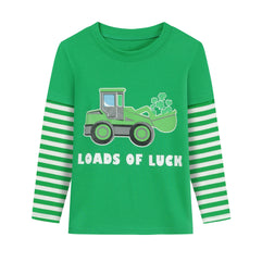 St Patricks Day Toddler Boys Girls Shirts Clover Shamrock Plaid Sleeve Irish Green Tshirt Tee Tops for Kids 2-7 Years