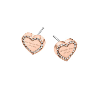 Michael Kors MK Logo Heart Rose Goldtone Post Earrings
