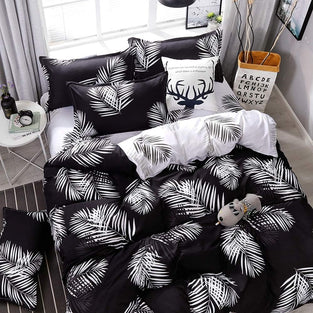 King Size Bed Sheet 4pcs Bedding Set, Skin Friendly 1x Quilt Cover 200cm*230cm, 1x Bed Sheet 230cm*230cm, 2 x Pillowcase 48cm*72cm (Night Maple)