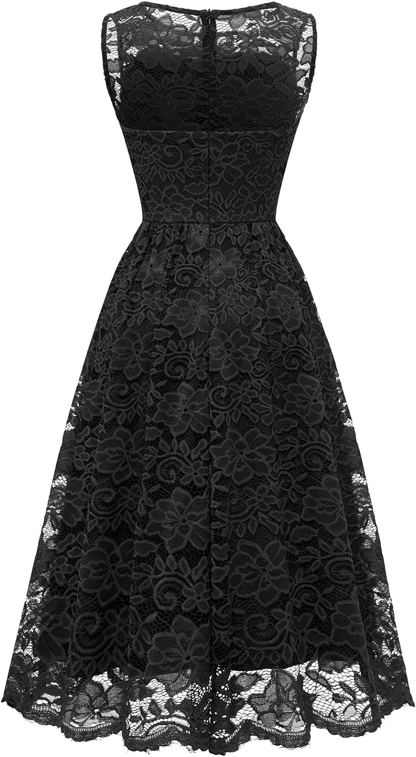 Lace Cocktail Dress for Women Wedding Guest Lace Formal Dress Midi Lace Dress Evening Party Tea Length Prom Dress