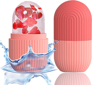 Ice Roller For Face Beauty Facial Massage Ice Roller Glow Cube Skin Care Tools for Eye Wrinkles Puffiness Relief Acne (Pink)