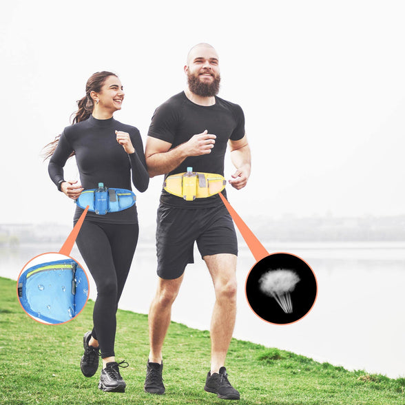 Gopturop Running Belt with Water Bottle for Women Men Functional Belt Bag Waist Bag Waterproof Lightweight Running Bag Running Belt for Sports, Fitness, Running, Mountaineering, blue, Einheitsgröße