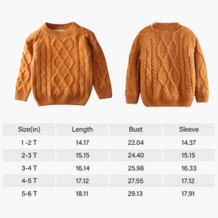LOSORN ZPY Toddler Baby Boy Girl Cable Knit Pullover Sweater Cotton Lined Warm Sweatshirt 1-2 Years
