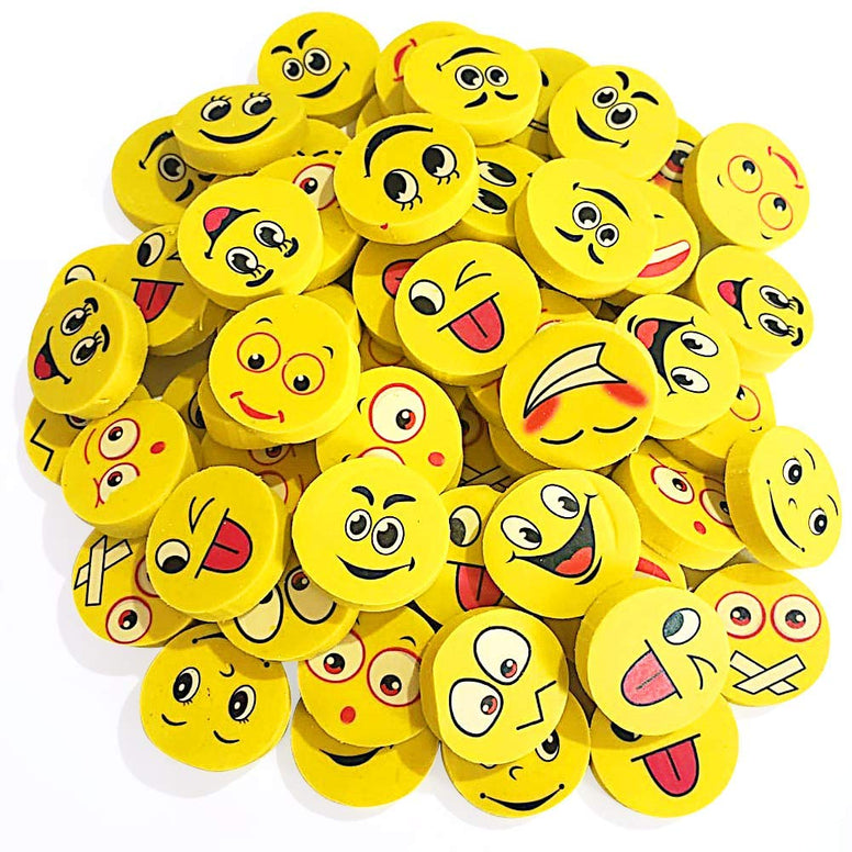 ArtCreativity Emoji Erasers, Pack of 70, Emoticon Smile Face Pencil Erasers in Assorted Designs, School Supplies for Children, Teacher Rewards, Classroom Gifts, Emoji Birthday Party Favors for Kids