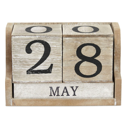 Juvale Calendar Block - Wooden Perpetual Desk Calendar - Home and Office Decor, 13.5 x 9.5 x 6.6 cm