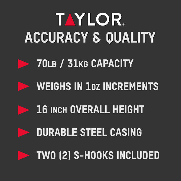 Taylor Precision Products Dial Style 70-Pound IndUStrial Hanging Scale, One Size