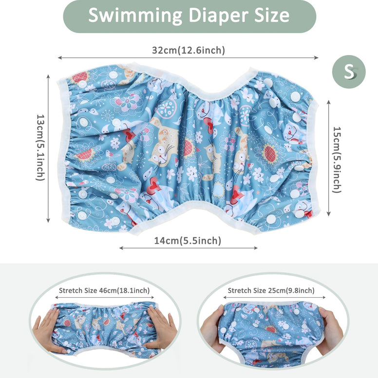 TDIAPERS Swim Diapers Reusable Adjustable Baby Shower Gifts for Boys Girls,Pack of 2,Small