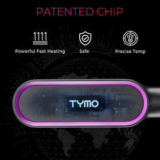 TYMO Hair Straightener Brush, Hair Iron with Built-in Comb. Tourmaline Ceramic Coating. Fast Heating & 5 Temp Settings. Hair Straightener Brush That Salon Styling at Home. (Matte Black)