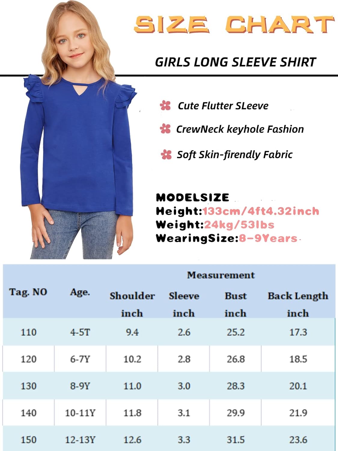 Greatchy Girls Shirts Short Sleeve Tee Ruffle Solid Summer Keyhole Neck Cotton Blouse Tops