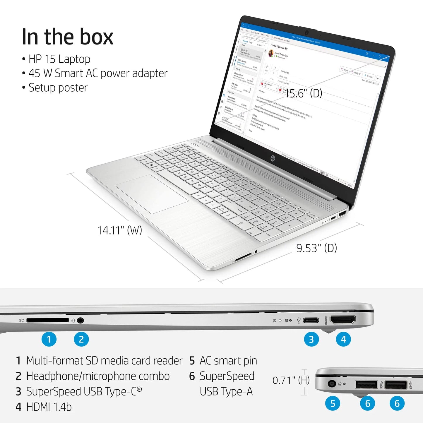 HP 2022 Newest Laptop Computer, 15.6" HD Display, Dual Core Intel i3-1115G4 (Upto 4.1GHz,Beats i5-1030G7), 16GB RAM, 256GB SSD, HD Webcam, Bluetooth, WiFi 6, 11+ Hour Battery, Win 11 S+MarxsolCables