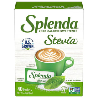 SPLENDA Stevia Zero Calorie Sweetener, Plant Based Sugar Substitute Granulated Powder, Single Serve Packets, 40 Count