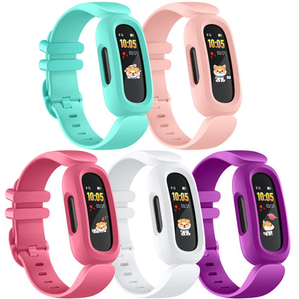 Keponew 5 Pack Bands Compatible with Fitbit Ace 3 for Kids, Soft TPE Waterproof Sports Bracelet Strap for Fitbit Ace 3 Girls Boys