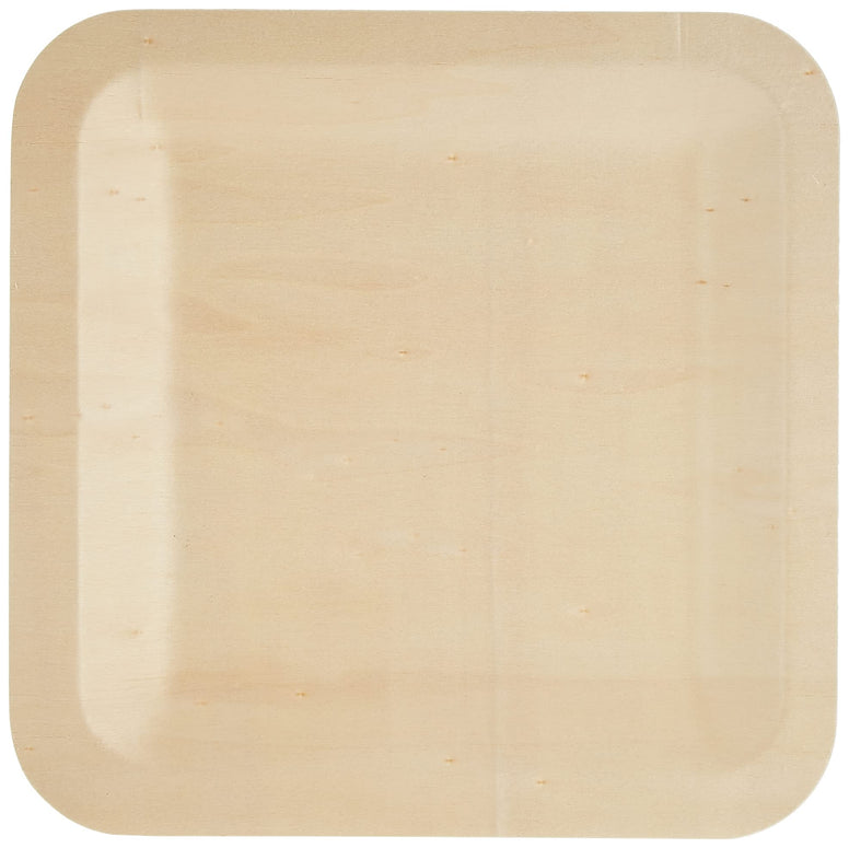 Fun® Biodegradable Wooden Square Plate poplar (8.5 inch Square- 10pcs) Disposable Plates and Compostable plant-based Natural 100% - Wedding, Party Supplies, Home Use